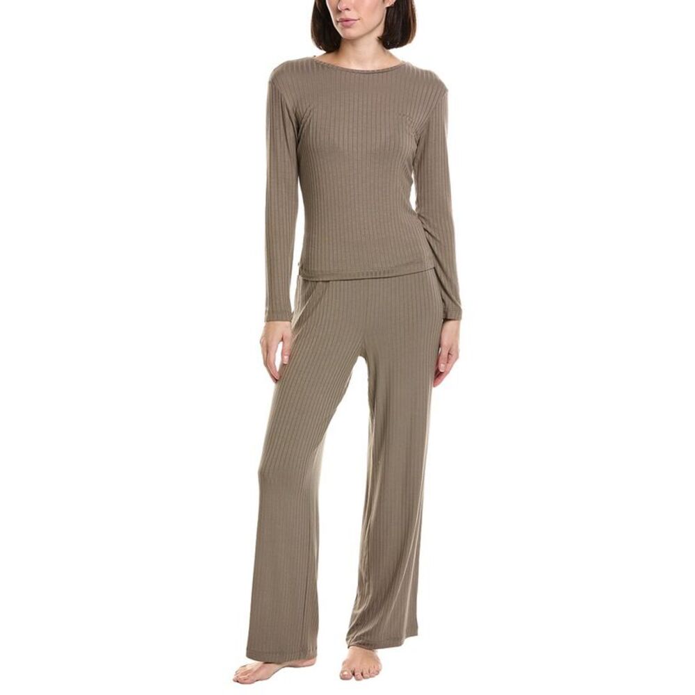 N Natori Womens 2Pc Harmony Rib Pajama Set, Brown